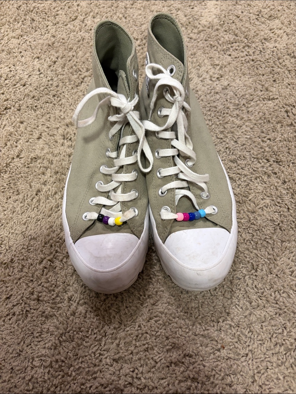 Green Platform Converse Sneakers
